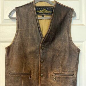 Structure Men's Vest Genuine Leather Brown Vest Small